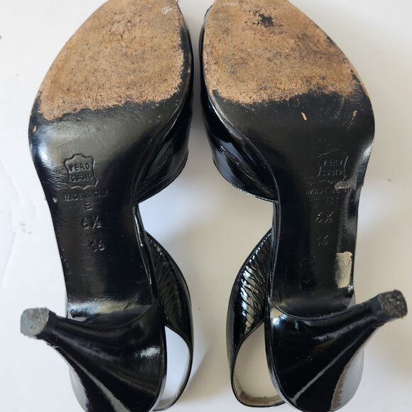 Thierry Mugler Vintage Patent Leather High Heels Slingback Peeptoe Fits6.5 to 7 - Picture 7 of 11
